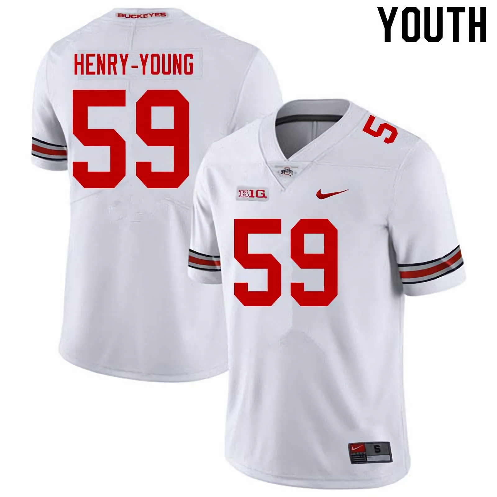 Darrion Henry-Young Ohio State Buckeyes Youth NCAA #59 Nike White College Stitched Football Jersey QJP6456VW